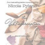 The Misperception audiobook cover featuring a pair of high heels and some fall foliage along with what appears to be napkins